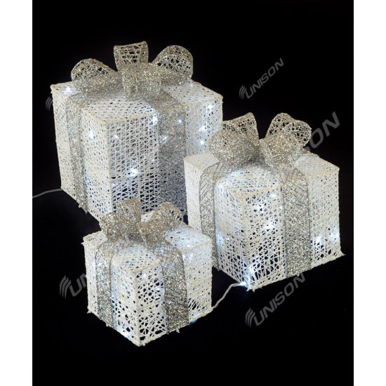 Подарунки  LED,  45 см  білий з сріблом (19-033-W)