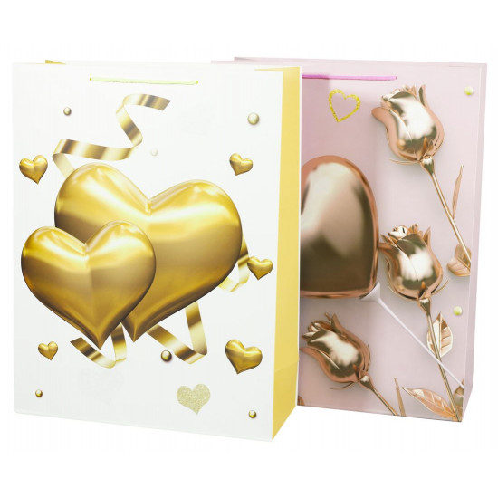 Пакет подарунковий 9537M, серця -4 диз., 26*32*10cm (9537M)