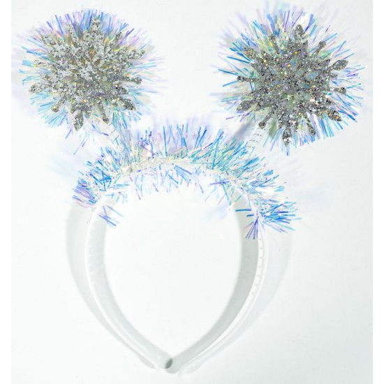Обруч новогодний  на голову  "Снежинки" серебрянные 24см Серебряный Unison (TK-203)