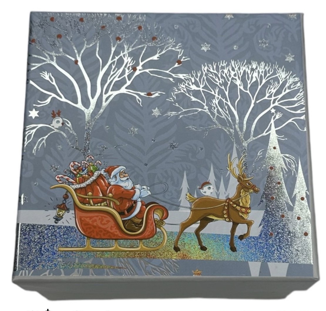 Подарочная новогодняя коробка квадратная 13 х 13 х 8см, 3шт/наб Разноцветный Unison (93193)