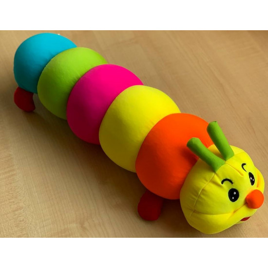 Мягкая антистрессовая неоновая игрушка 35х15см "Гусеница", наполнитель - шарики Разноцветный Unison (KUK-10)