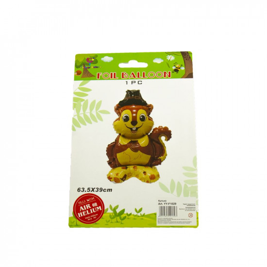 Кулька фольгована 3D фігурна Білочка 63,5 х 39см Коричневий Без бренду (YY-F1029)