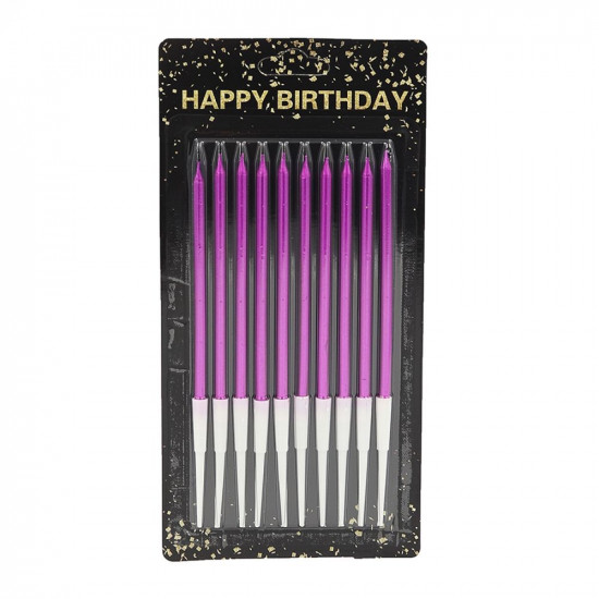 Набір свічок для торта 10 шт, ФУКСІЯ, 14 см (040557/9332 fuchsia)