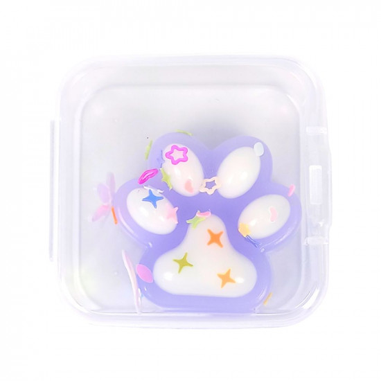 Таба сквіш антистрес  3см Лапка бузкова-біла, в пластиковій коробці (2181Z -  lilac-white)