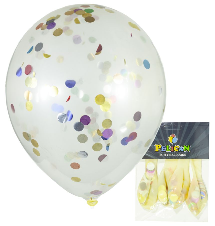 Кульки 12"(30сm) "Конфетти" прозрачные 100шт (9240 DSCN)