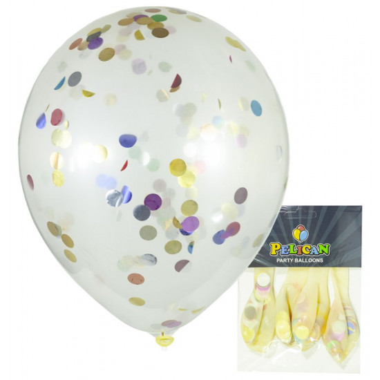 Кульки 12"(30сm) "Конфетти" прозрачные 100шт (9240 DSCN)