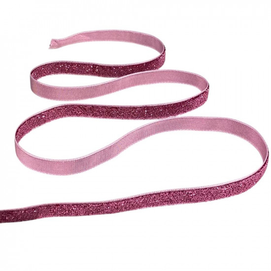 Бархатная лента с люрексом 1,0 см х 50 ярдов Розовый Marill (D00710- 18)
