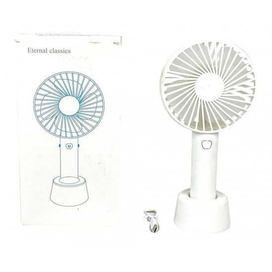 Вентилятор 21см, з ручкою + підставка для стола, 3 режима, micro/ USB Білий Unison (9231-CP white)
