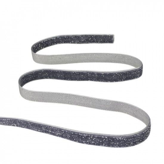 Оксамитова стрічка  блискуча 1,0 см х 50 ярдів Сірий Marill (D16710- dark gray)