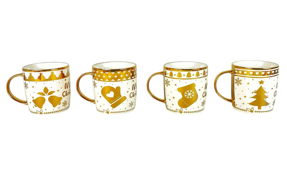 Чашка 350мл Новорічний принт із золотом (CP7442)