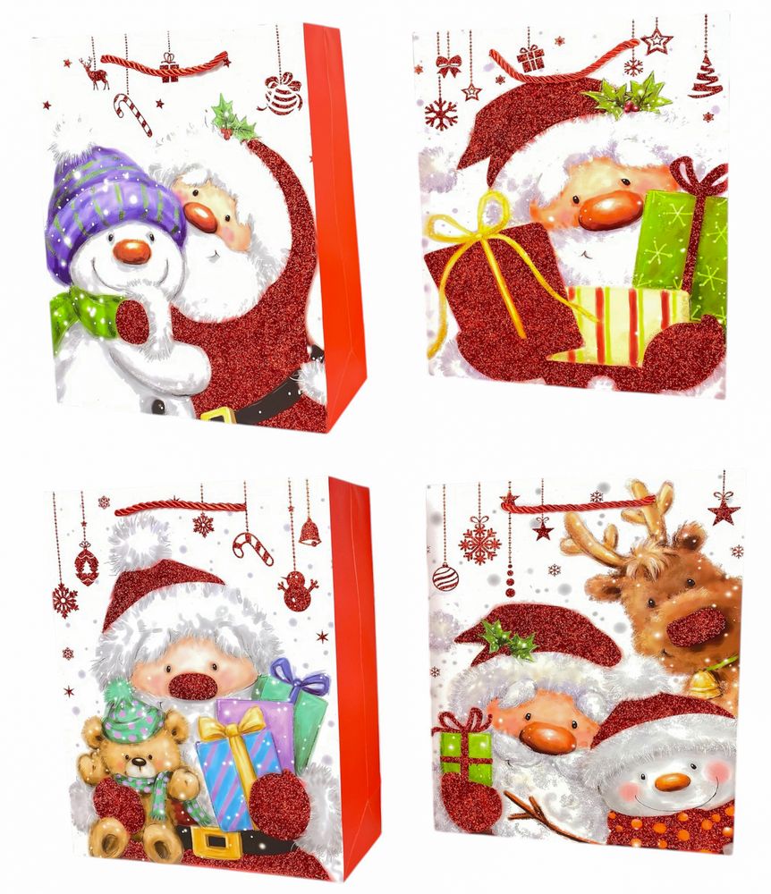 Пакет подарунковий  новорічний , 26 х 32 х 12cm 4 дизайни (848M)