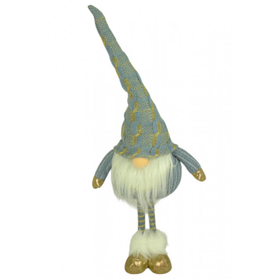 Новорічна м'яка іграшка Гном, що стоїть сіро-золотий 50 см (L01141)