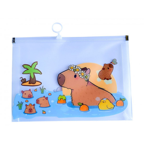 Папка для зошитів А5+ на змійці "Капібара" 24 х 18,5см (7032)