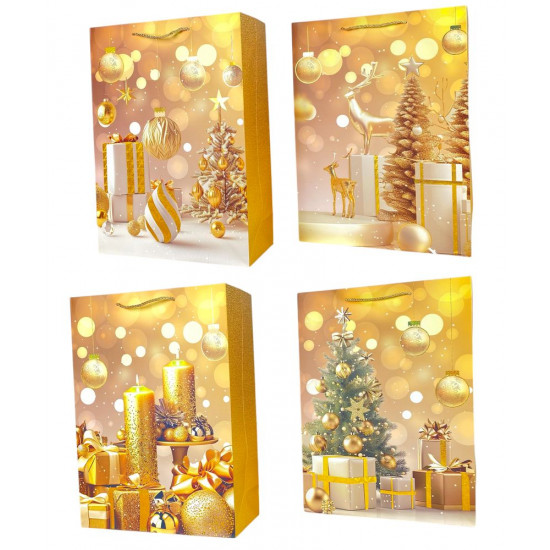 Пакет подарунковий  новорічний , 26 х 32 х 12cm 4 дизайни (814M)