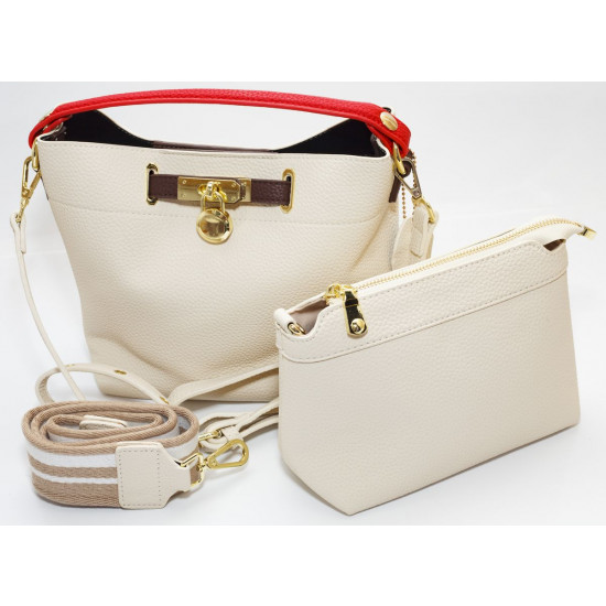 Сумка жіноча біла 21х26см + косметичка 14,5х22см екошкіра (921-3  white)