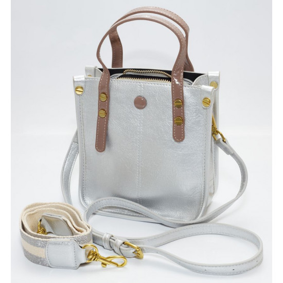 Сумка жіноча срібло 18х18см екошкіра (9070 silver)