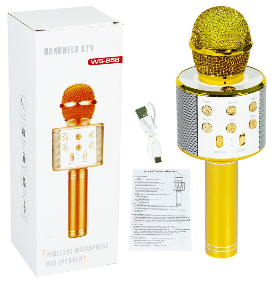 Мікрофон караоке 858 золотий (WS-858)