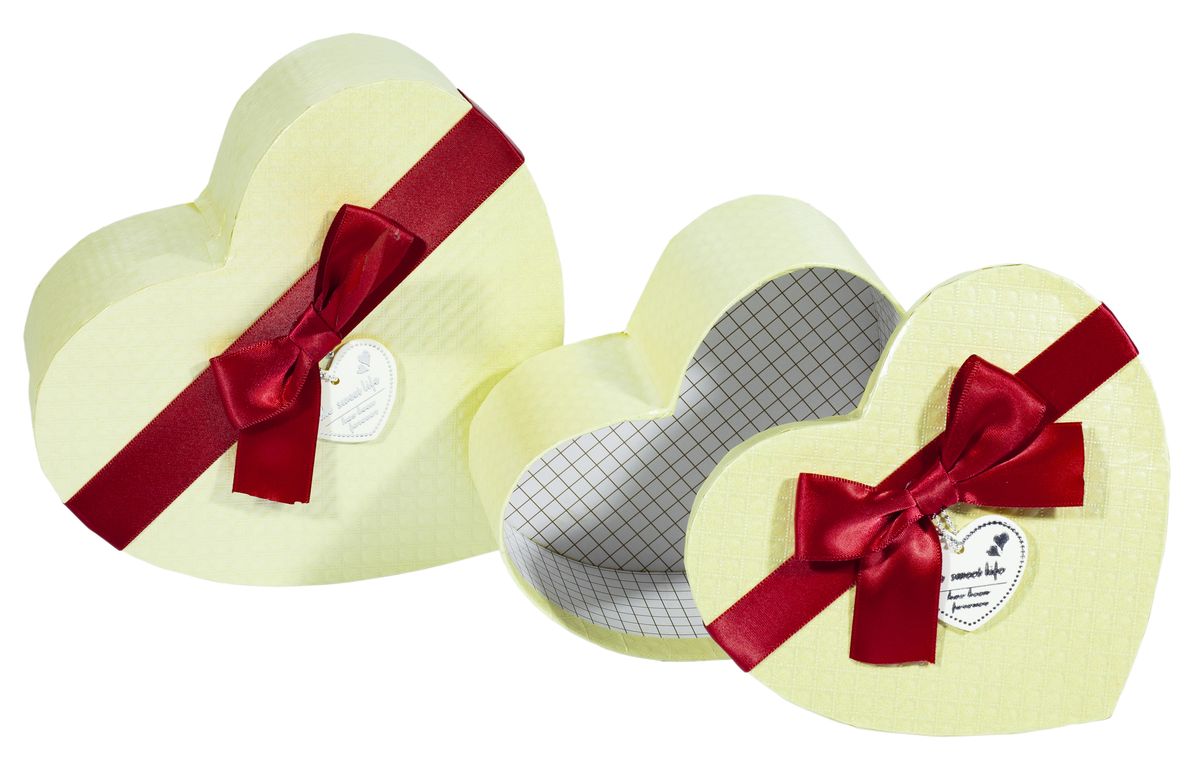 Подарункова коробка 2218 , серця ,15x15x7,5cm/13x13x6cm 2шт. в наборі (2218)