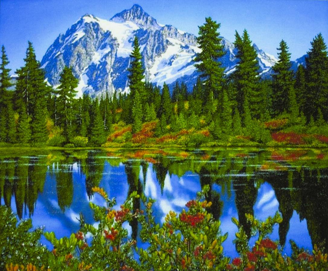 Картина за номерами "Гірське озерце" 40 * 50см, крас.-акрил, кисть-3шт. 5525_B Різнокольоровий Unison (5525_B)