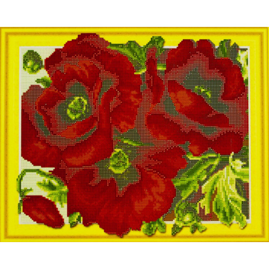 Алмазна мозаїка  3D за номерами 40*50см "Маки" карт уп. (Полотно на рамі камені) (002)