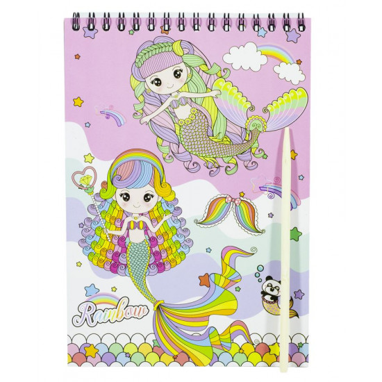 Блокнот для гравюр  А5/8 чорн.л."Русалка"+дер.палоч.Scratch note_14*20см (E-3002-C)