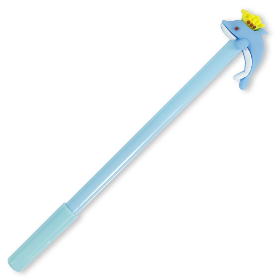 Ручка кулькова дитяча "Дельфін з короною" синя, (BP-072)