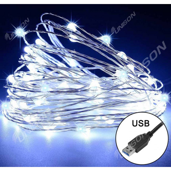 РОСА 100 LED, 220В +USB, 10м, білий +FLASH (1901-030)