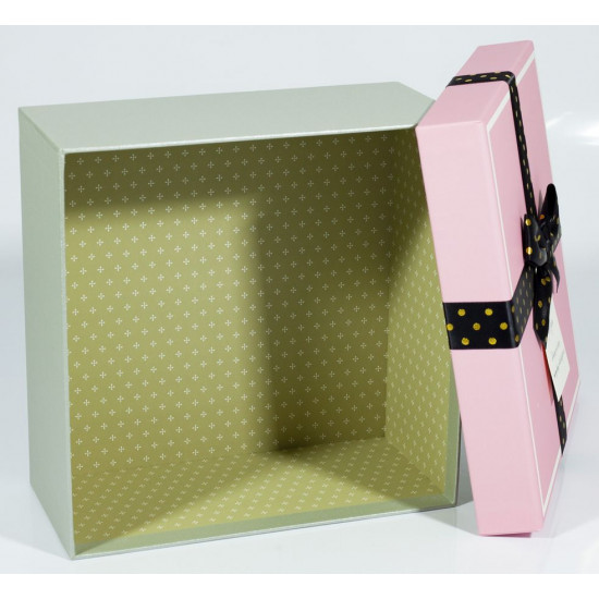 Подарункова коробка JKZ-69, квадратна  рожева з сірим, 21х21х10cm/17х17х9/14х14х7cm   3шт. в наборі (JKZ-69)