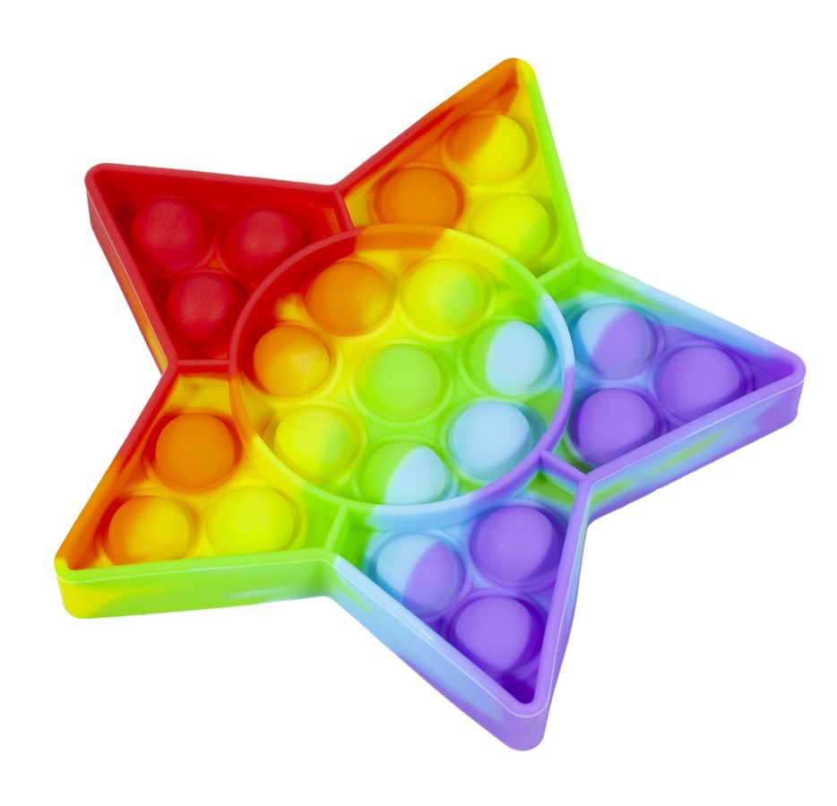 Іграшка-антистрес, пупирка зірка, "POP IT" райдужні (PI-R звезда)