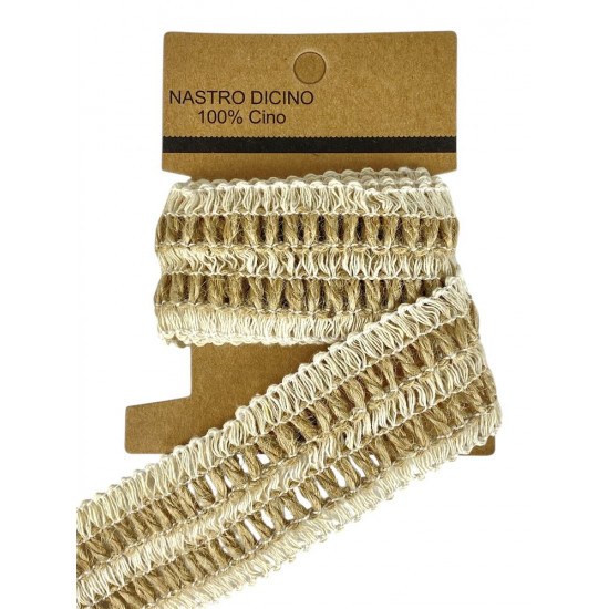 Стрічка лляна з бавовняним обплетенням 3см х 2м Бежевий Unison (0815-18)