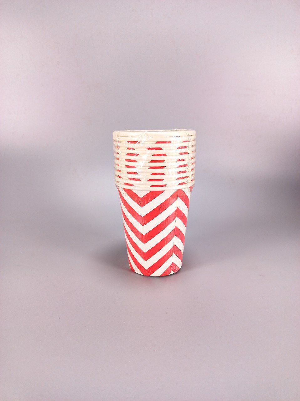 Паперові стакани "Зігзаг", 10 шт,  250 мл., колір - червоний з білим, Польща (7500-2)