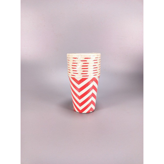 Паперові стакани "Зігзаг", 10 шт,  250 мл., колір - червоний з білим, Польща (7500-2)