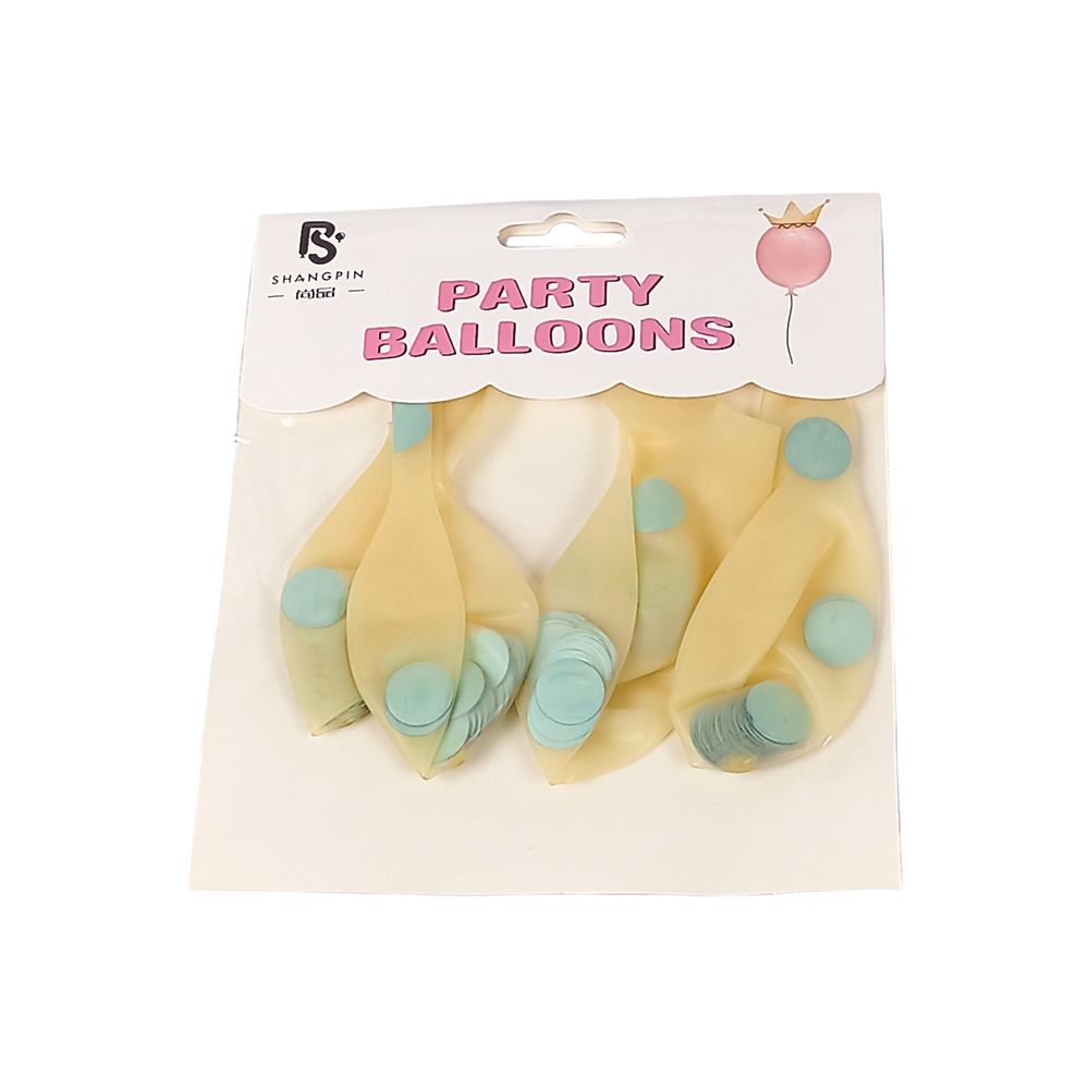 Шарики 10' (26см) конфетти - голубые кружочки, 5шт/уп Прозрачный Без бренда (1005-104)