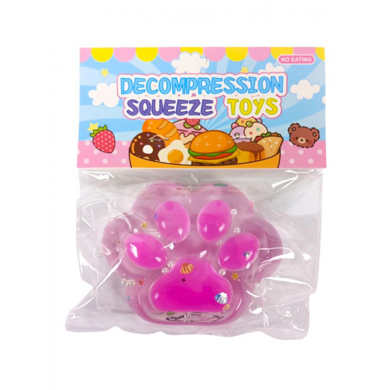 Таба сквіш антистрес  10см Лапка прозора малинова (712201 raspberry)