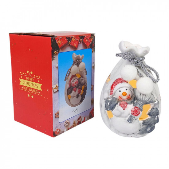 Сувенір декоративний, що світиться, LED "Мішечок -  Санта Клауса,Сніговика" 12,5 х 8,5см (2442)