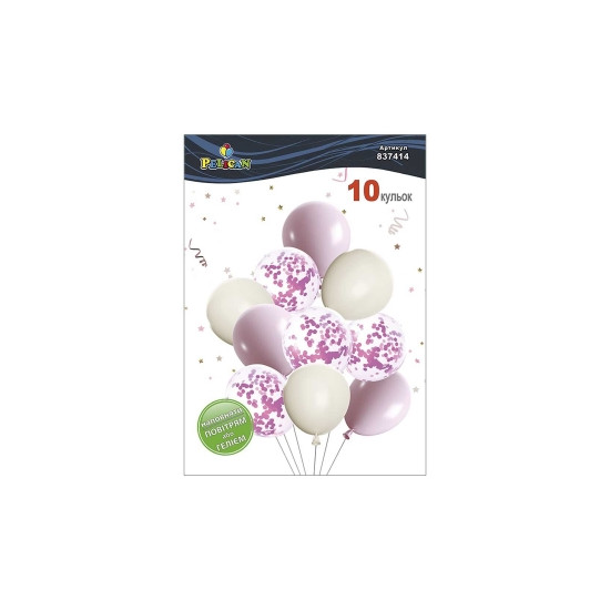 Набор из 10 латексных шариков "Розовая нежность" винтажный, Pelican (837414)