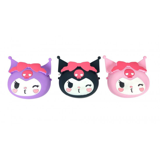 Сумочка силиконовая "Зайка Kuromi-голова" с длинной ручкой 15 х 14см, 3 вида (812-10)