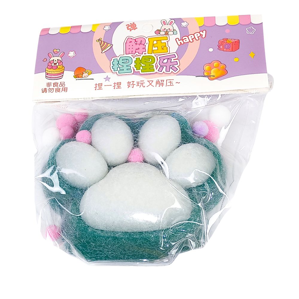 Таба сквіш антистрес  лапка хутряна араматизована 12см  зелена (713002  green + white)