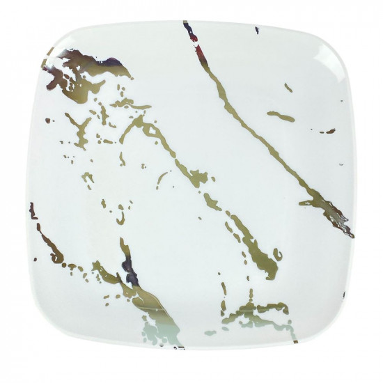 Тарілки мармурові пластикові багаторазові квадратні 18см "Style Ware" срібло, 10шт/уп (7500-201-1)