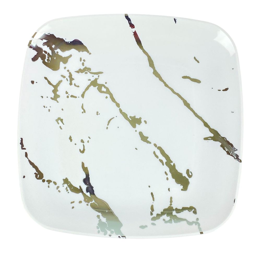 Тарілки мармурові пластикові багаторазові квадратні 18см "Style Ware" срібло, 10шт/уп (7500-201-1)