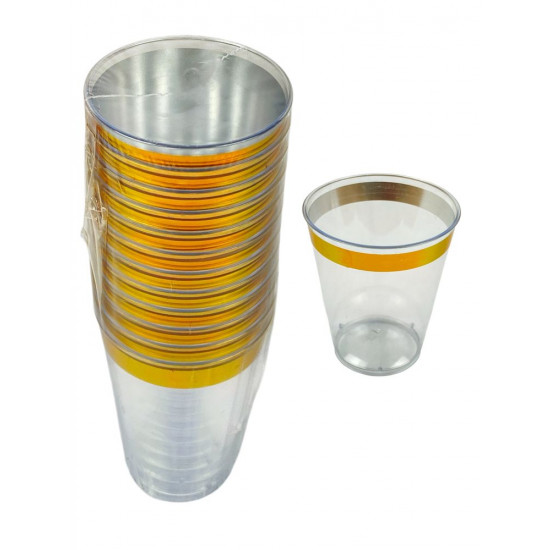 Чарка пластикова багаторазова з золотом, 12шт/уп (7500-59)