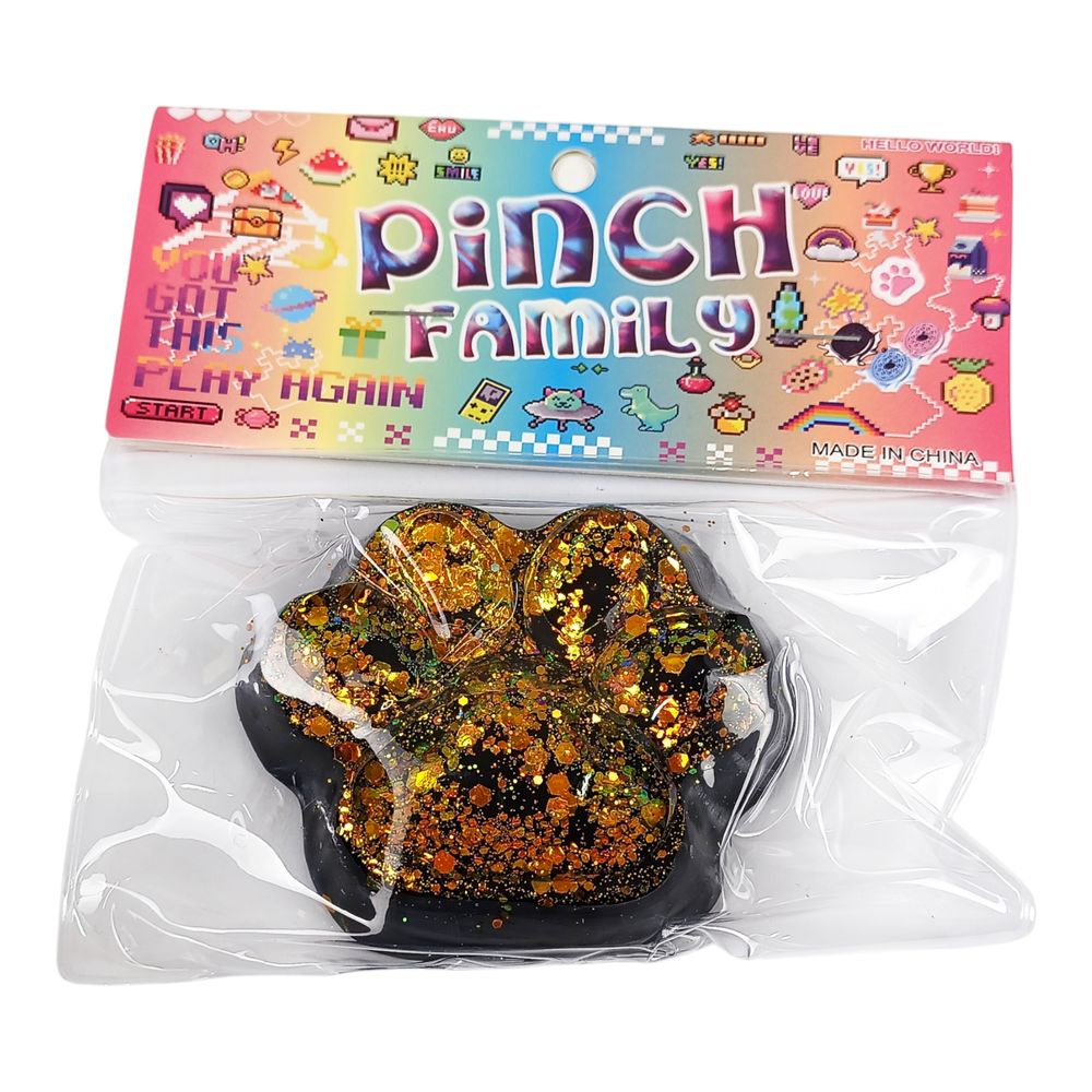 Таба сквіш антистрес  7см Лапка чорна+яскраве золото (712246 bright gold)