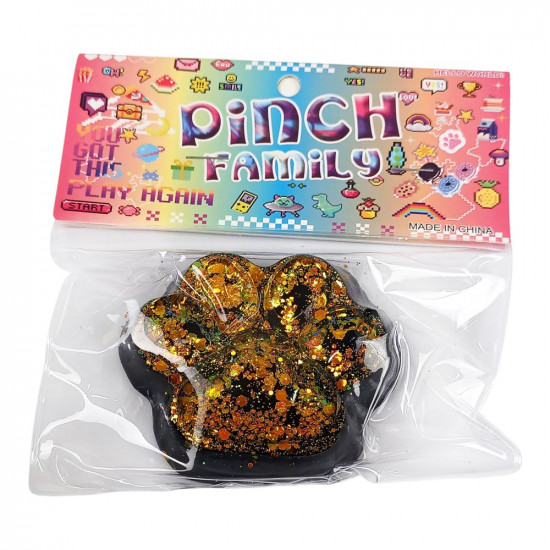 Таба сквіш антистрес  7см Лапка чорна+яскраве золото (712246 bright gold)