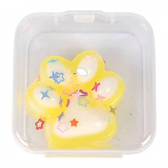 Таба сквіш антистрес  3см Лапка омбре жовто-біла, в пластиковій коробці (2181Z - yellow-white)