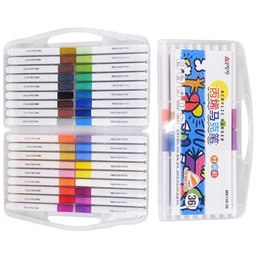 Набір акрилових скетчмакерів Aodemei трикутний  корпус, 36шт, plastic box (6130-36M)