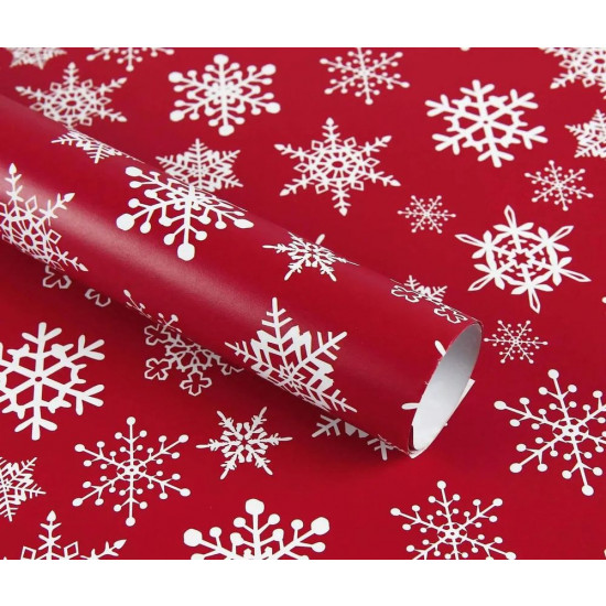Бумага для упаковки подарков(снежинки на красном 10листов) (PCZ10070-10-569)