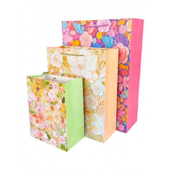 Пакет подарунковий "Квіти"   23 х 18 х 10см,  210г/м2, 4 дизайна (2982-23)