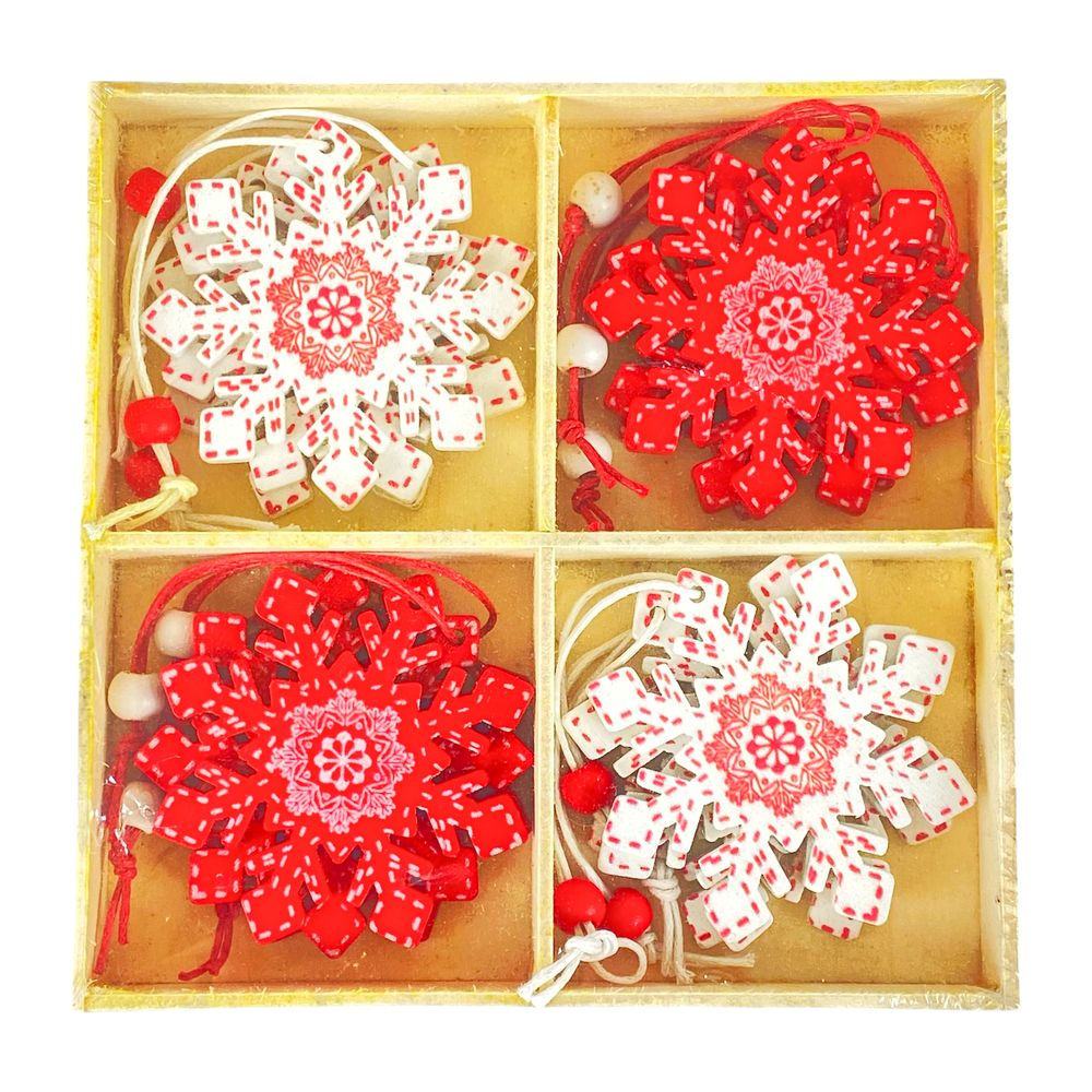 Набір дерев'яних підвісок 5,5см -12шт "Сніжинки" (L00415)