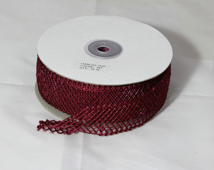 Декоративна тасьма-сітка 4см., 20м. -  спіла вишня (TS4020-48)