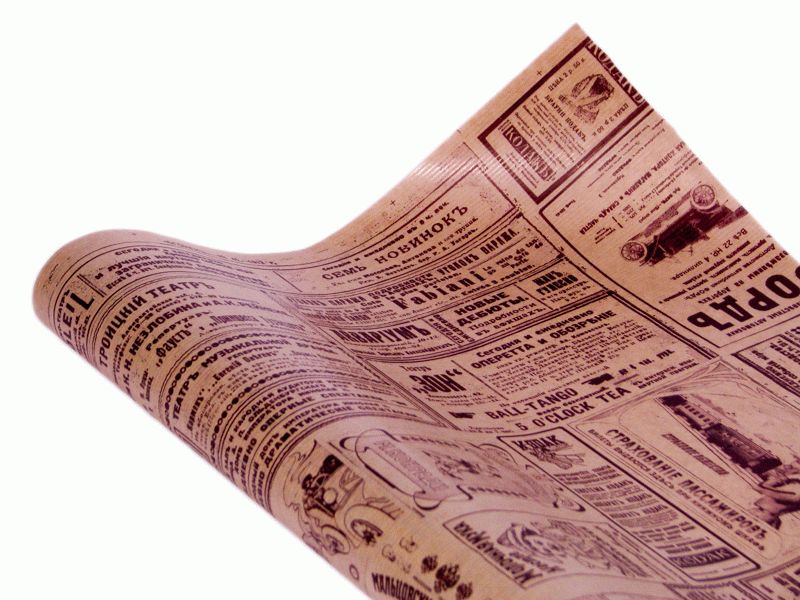 Крафт папір подарункова "Афіша" бежевій колір, 0,7х8м (Пт 487)